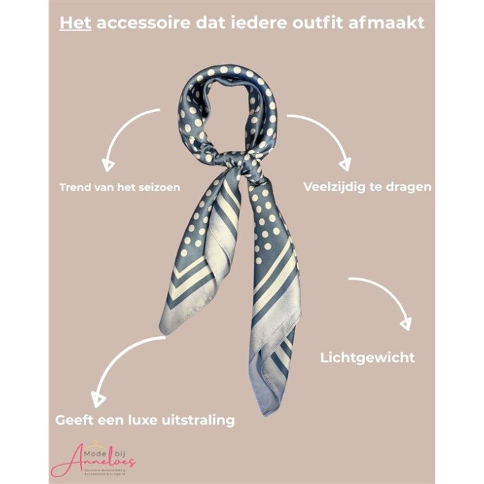 Dames sjaal korte hals sjaaltjes 532 polka dots blauw 